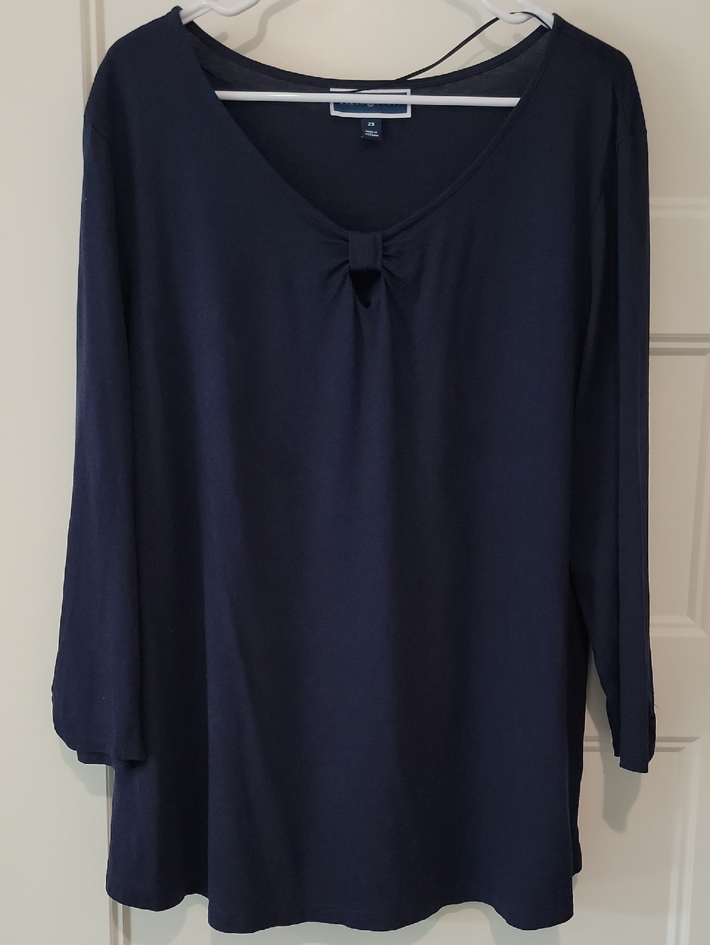 Karen Scott Long-Sleeve Top with Front Knot Detail